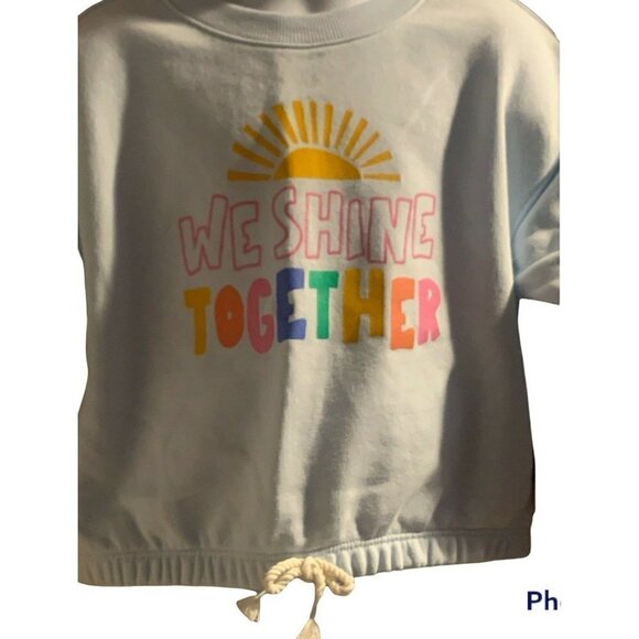 Old Navy Girls Graphic Sweatshirt Size 2T Light Blue Drawstring Hem Long Sleeve - Picture 3 of 11